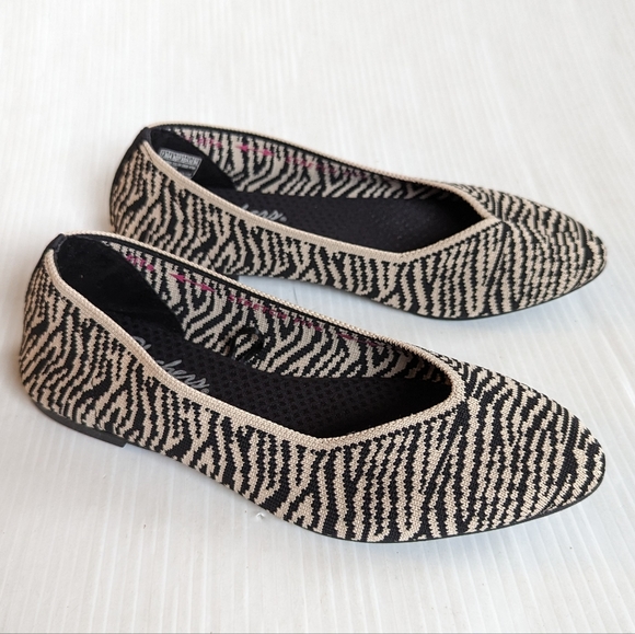 SKECHERS Air Cooled Memory Foam Zebra Striped Knit Ballet Flats - Picture 8 of 10